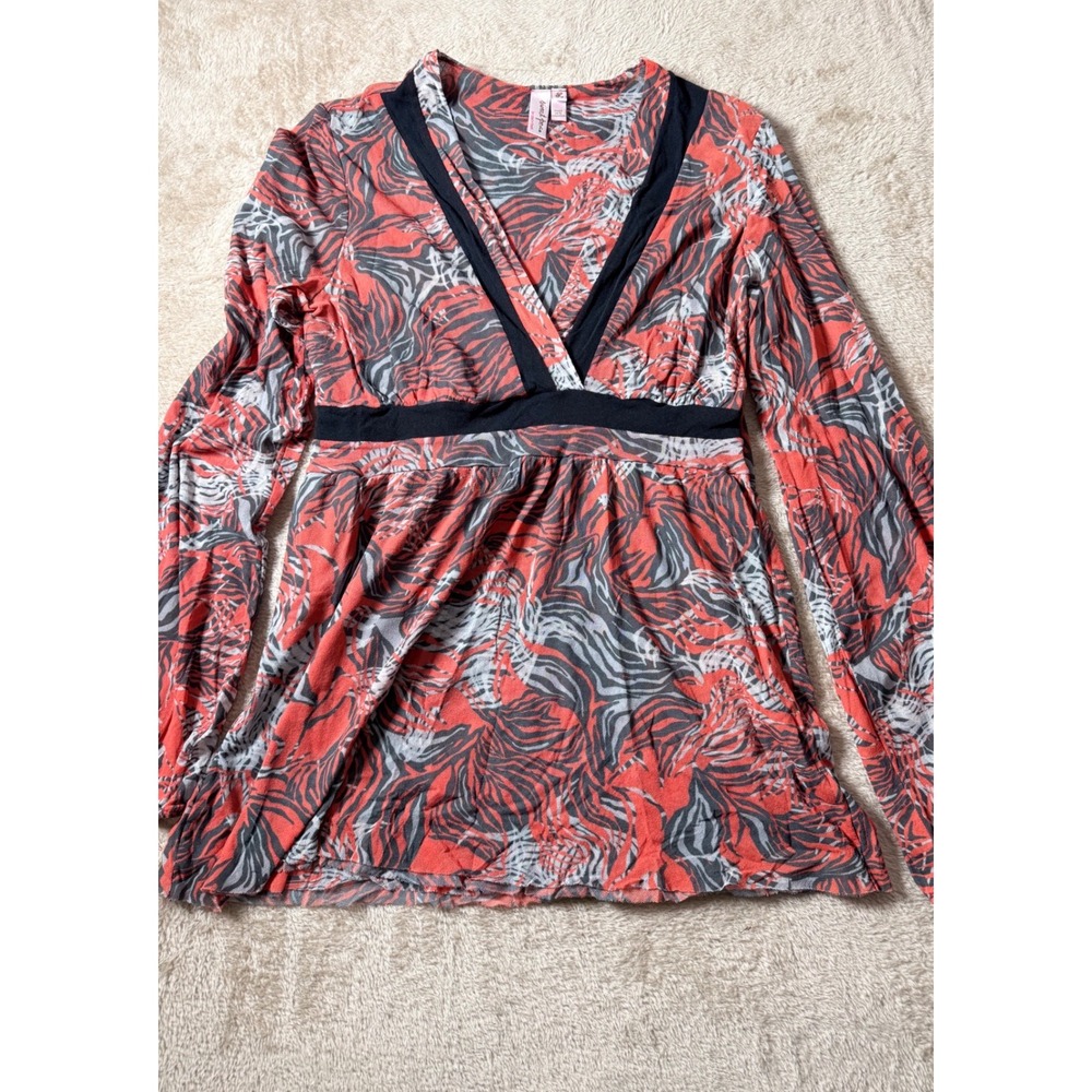 Y2K Sweet Pea by Stacy Frati Women Babydoll Top L Raw Edge Boho Indie Sleeze